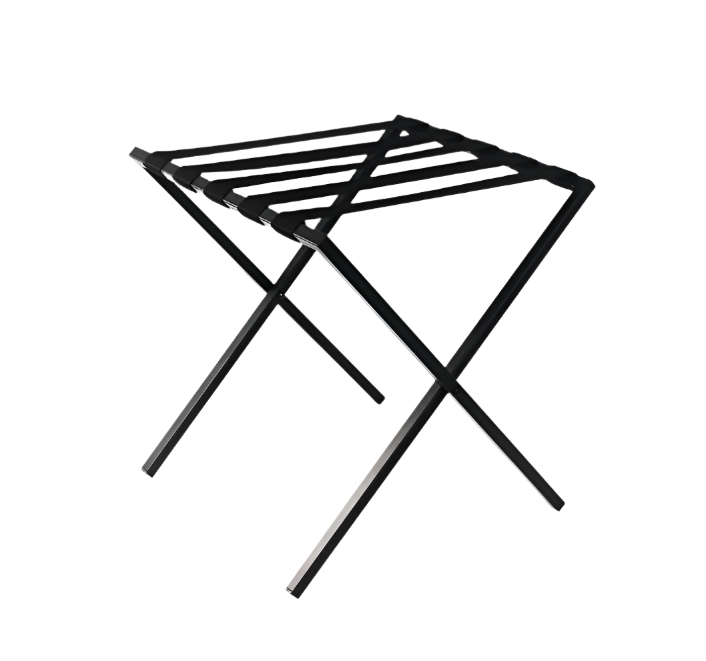 Suitcase bench in matte black metal