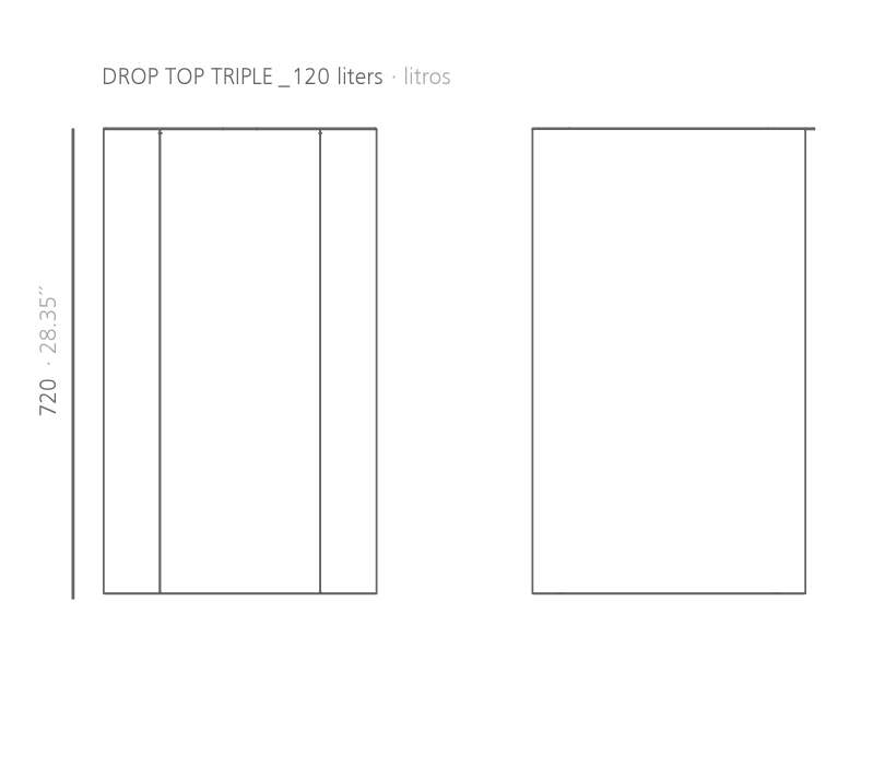 DROP TOP - Triple - Waste bin