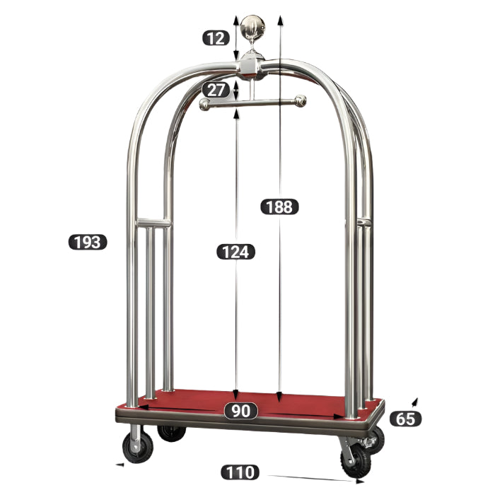 Birdcage suitcase trolley - Chrome/red