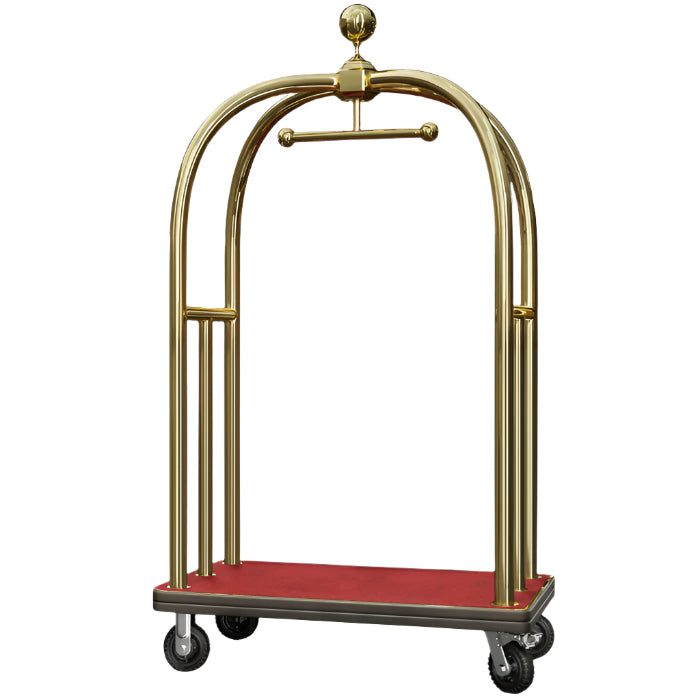Birdcage suitcase trolley - Brass/red